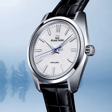Montre Grand Seiko Heritage 44GS Spring Drive "Asaborake" cadran blanc bracelet cuir 40 mm