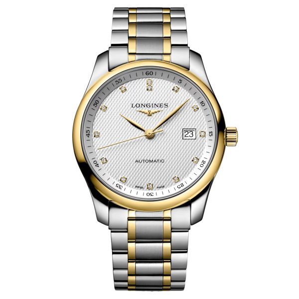Longines Master Collection automatic watch with diamond markers silver dial steel and yellow gold bracelet 40 mm