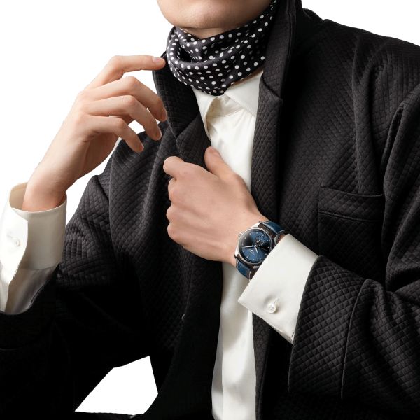 Longines Master Collection automatic watch diamond index blue dial blue leather strap 40 mm