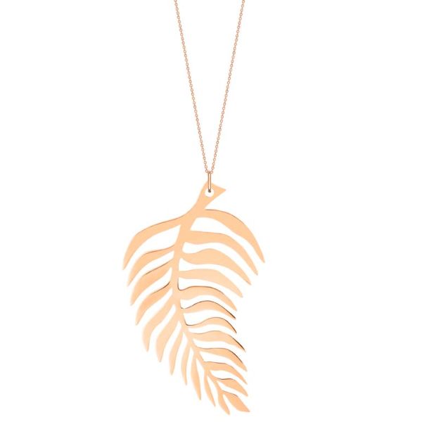 Ginette NY Palms on chain Jumbo necklace in pink gold 