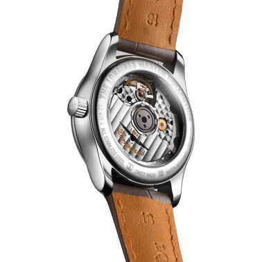 Montre Longines Master Collection automatique cadran nacre blanche bracelet cuir croco beige 34 mm L2.409.4.87.4