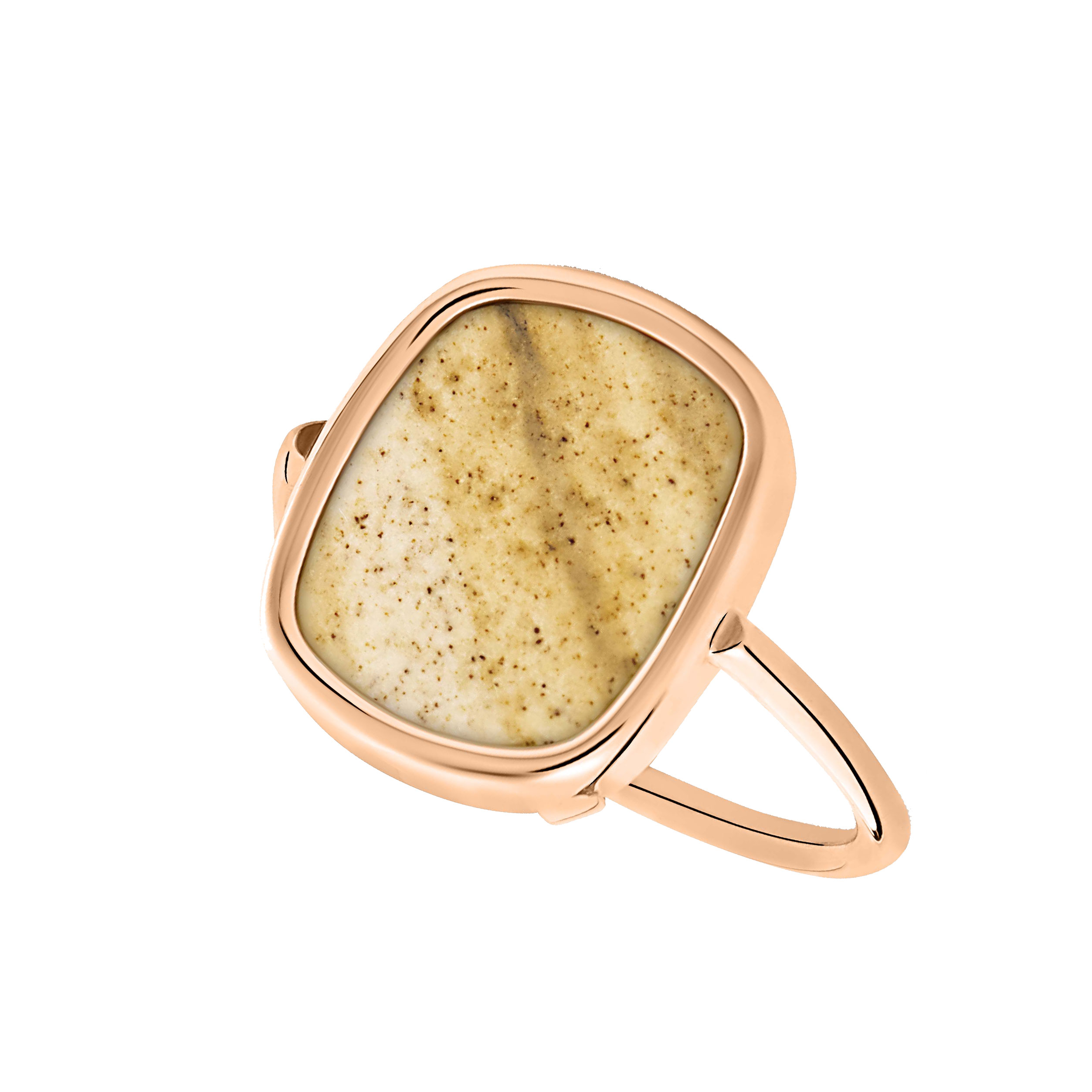 Bague Ginette NY Antique Ring en or rose et jaspe paysage