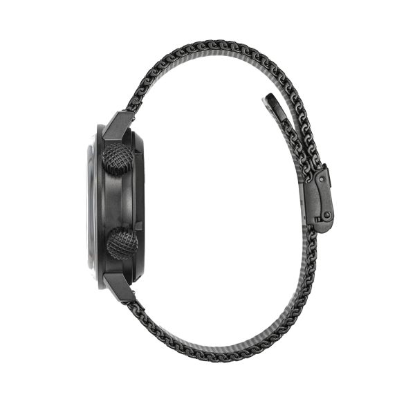 Montre Lip Grande Nautic Ski Fantôme BRI automatique cadran noir bracelet acier milanais 41 mm