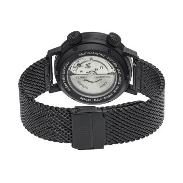 Montre Lip Grande Nautic Ski Fantôme BRI automatique cadran noir bracelet acier milanais 41 mm