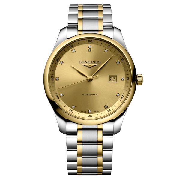 Montre Longines Master Collection automatique cadran doré bracelet acier et or 42 mm L2.893.5.37.7