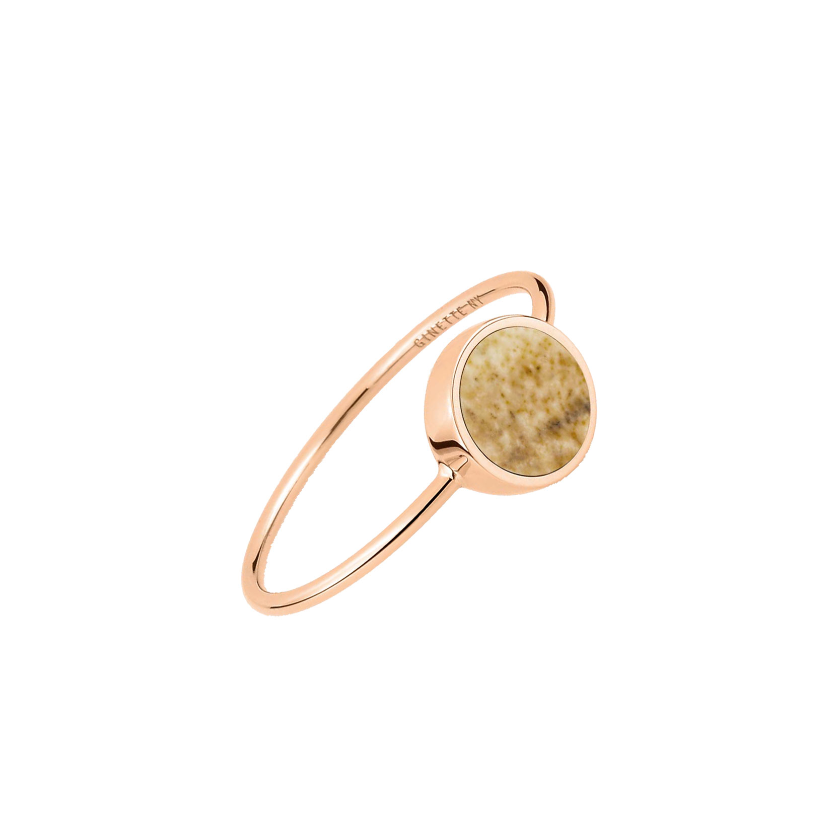 Bague Ginette NY Mini Ever en or rose et jaspe paysage