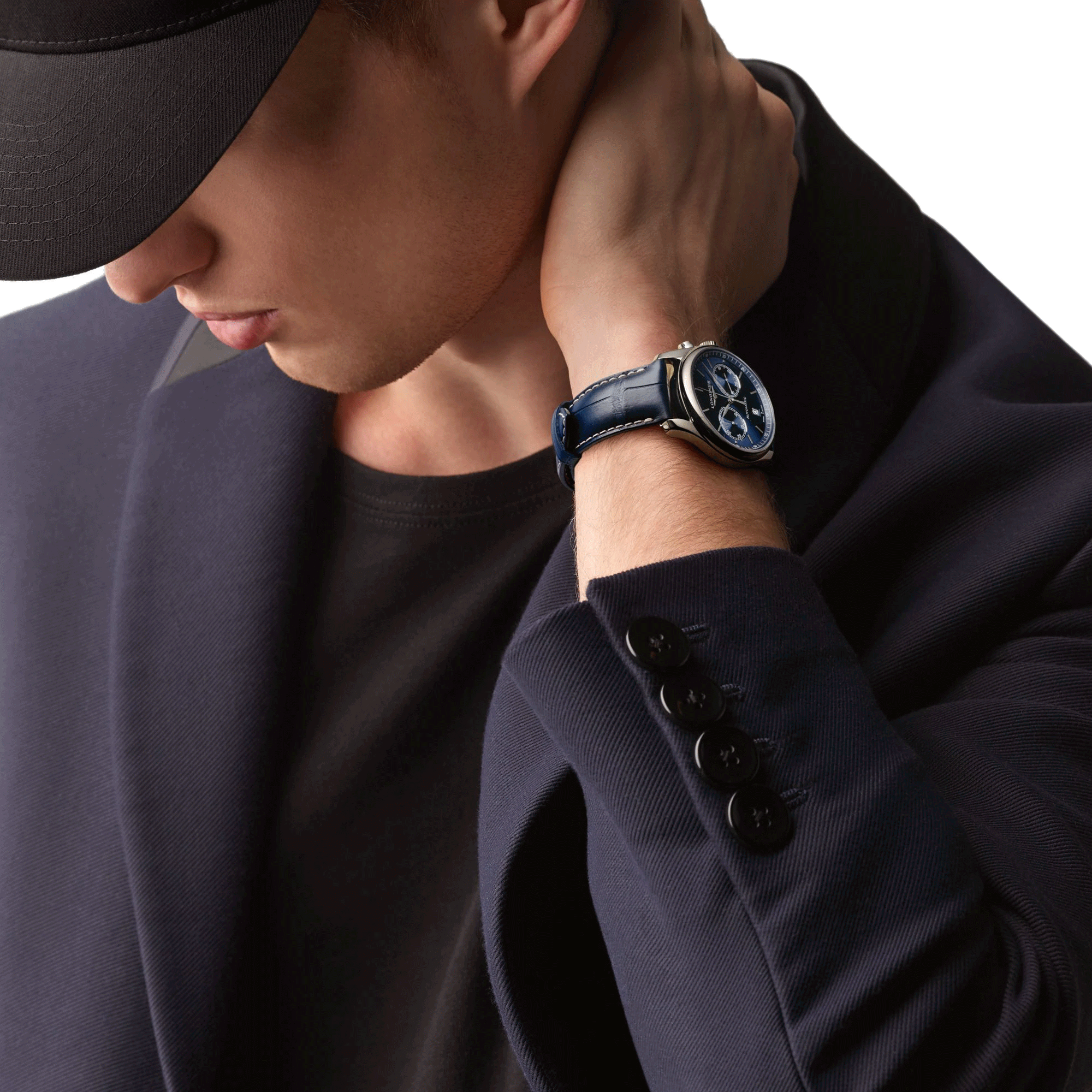 Montre Longines Master Collection automatique chronographe cadran bleu bracelet cuir bleu 40 mm L2.629.4.92.0