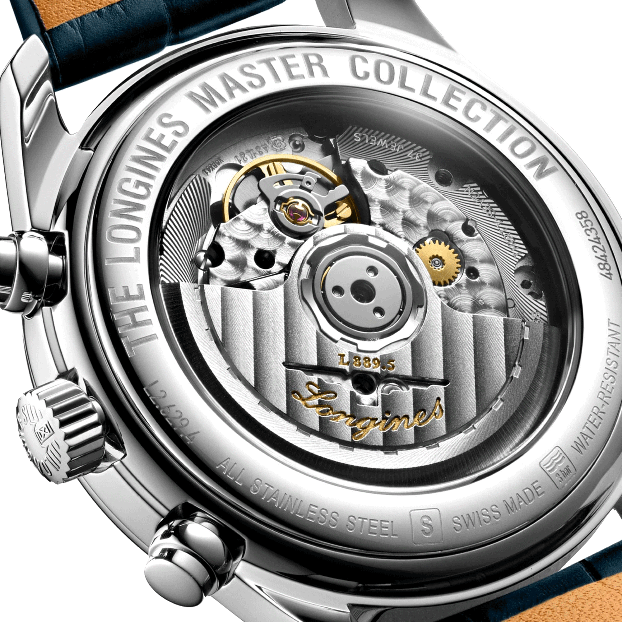 Montre Longines Master Collection automatique chronographe cadran bleu bracelet cuir bleu 40 mm L2.629.4.92.0