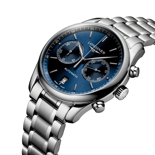 Montre Longines Master Collection chronographe automatique cadran bleu bracelet acier 40 mm L2.629.4.92.6