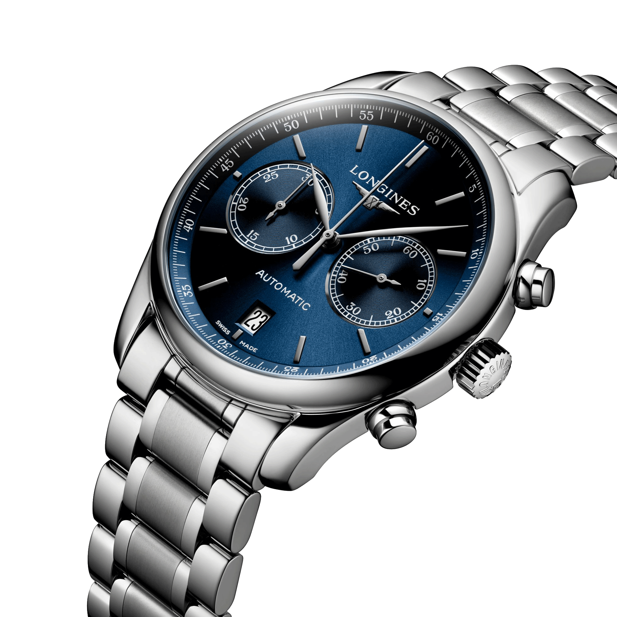 Montre Longines Master Collection chronographe automatique cadran bleu bracelet acier 40 mm L2.629.4.92.6