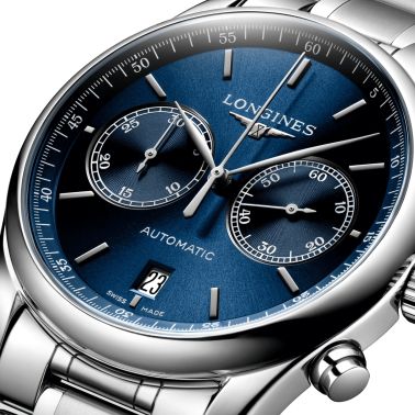 Montre Longines Master Collection chronographe automatique cadran bleu bracelet acier 40 mm L2.629.4.92.6