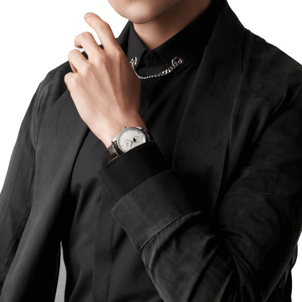 Longines Master Collection automatic watch moon phase brown alligator strap 42 mm