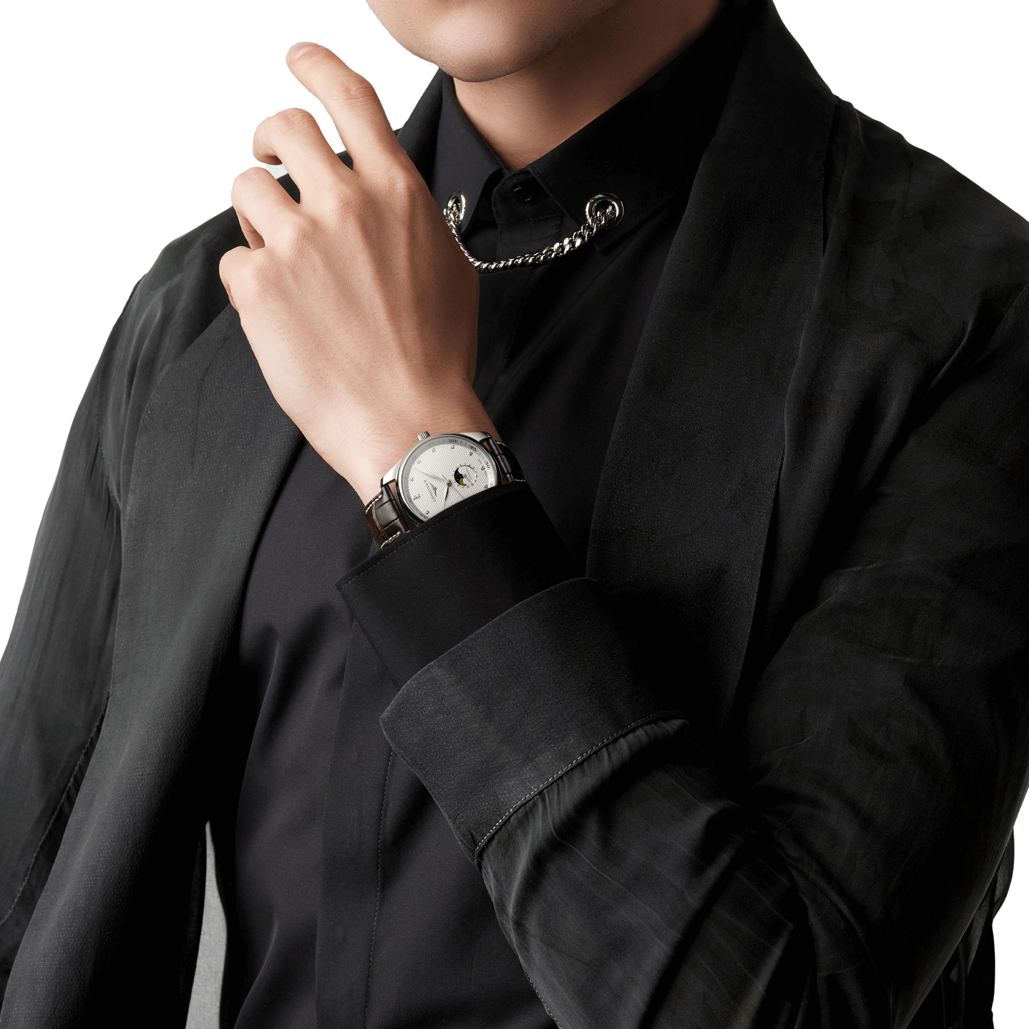 Longines Master Collection automatic watch moon phase brown alligator strap 42 mm