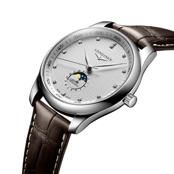 Longines Master Collection automatic watch moon phase brown alligator strap 42 mm