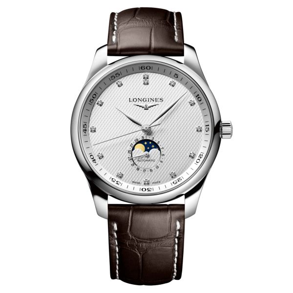 Longines Master Collection automatic watch moon phase brown alligator strap 42 mm