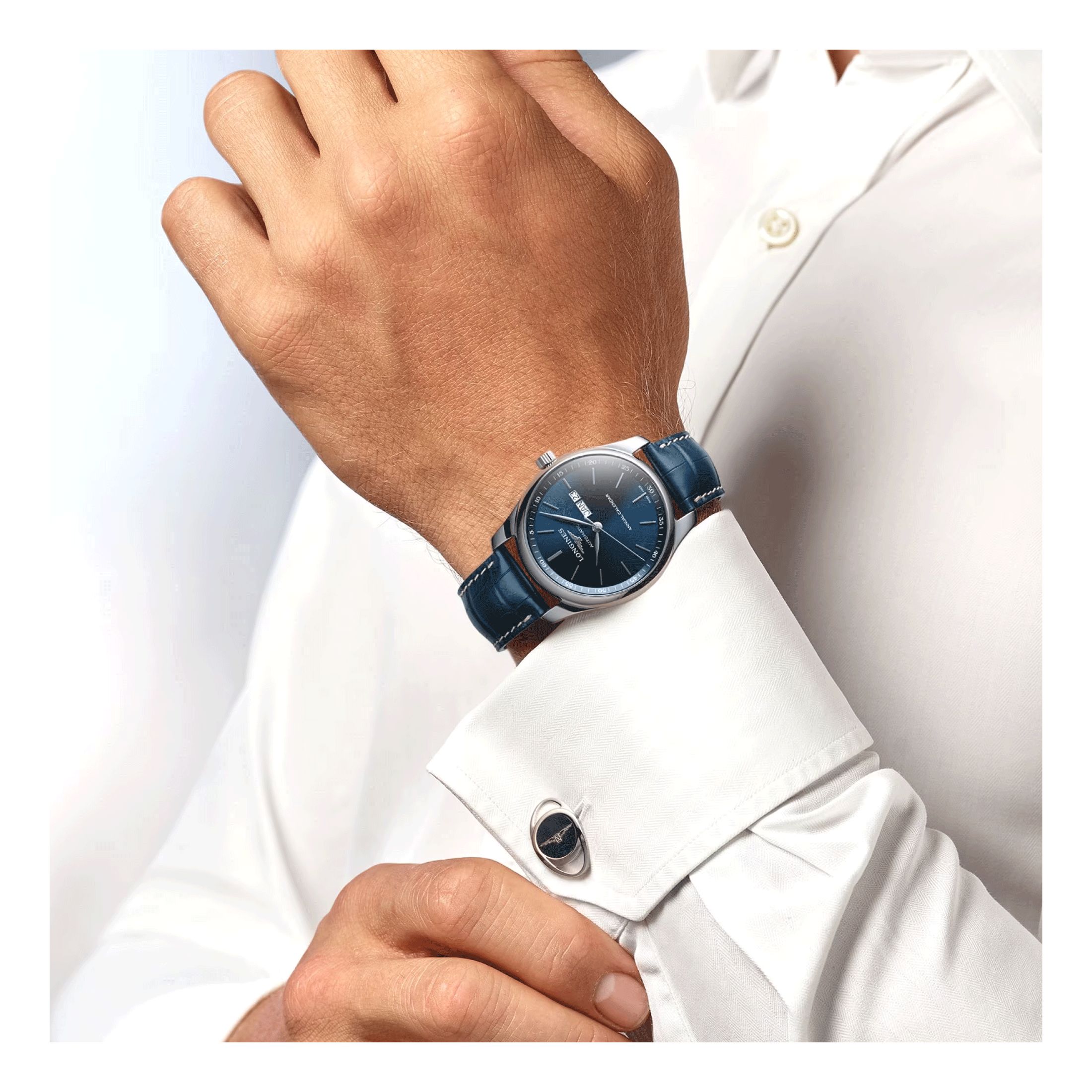 Longines annual calendar blue sale