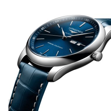Montre Longines Master Collection Annual Calendar automatique cadran bleu bracelet cuir bleu 42 mm L2.920.4.92.0