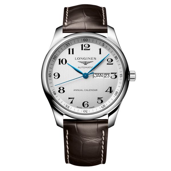 Montre Longines Master Collection Annual Calendar automatique cadran argenté bracelet cuir brun 42 mm L2.920.4.78.3