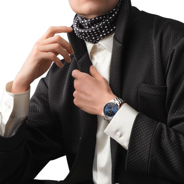 Montre Longines Master Collection automatique cadran bleu phases de lune bracelet acier 42 mm L2.919.4.92.6