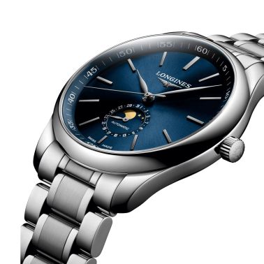 Montre Longines Master Collection automatique cadran bleu phases de lune bracelet acier 42 mm L2.919.4.92.6