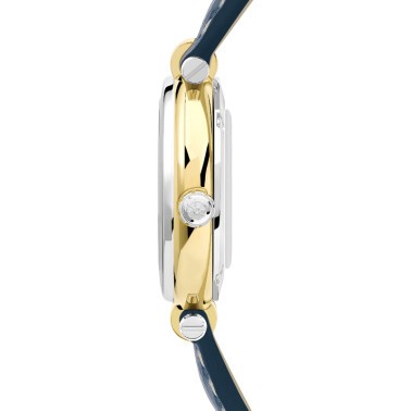 Montre Michel Herbelin Newport quartz acier PVD or jaune cadran bleu bracelet cuir bleu 29 mm