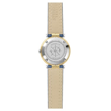 Montre Michel Herbelin Newport quartz acier PVD or jaune cadran bleu bracelet cuir bleu 29 mm