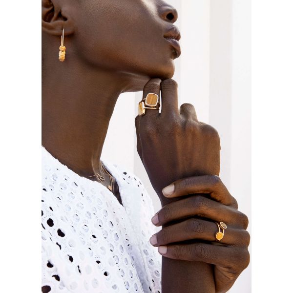 Bague Ginette NY Mini Ever en or rose et jaspe paysage