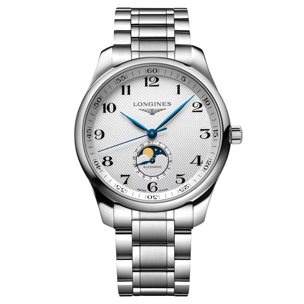 Montre Longines Master Collection automatique cadran argenté phases de lune bracelet acier 42 mm L2.919.4.78.6