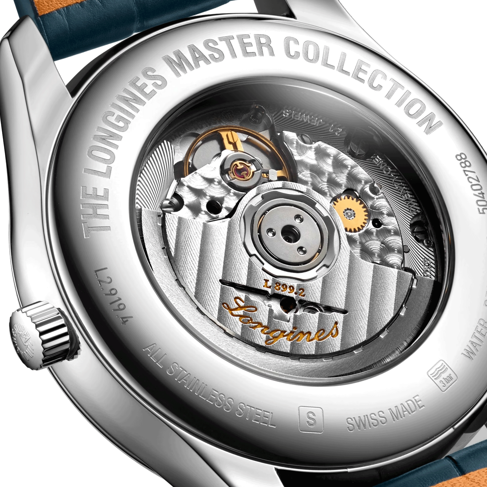 Montre Longines Master Collection automatique cadran bleu phases de lune bracelet cuir bleu 42 mm L2.919.4.92.0