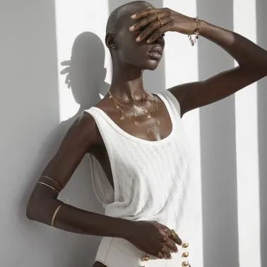 Collier Ginette NY Twenty 3 charmsen or rose et jade