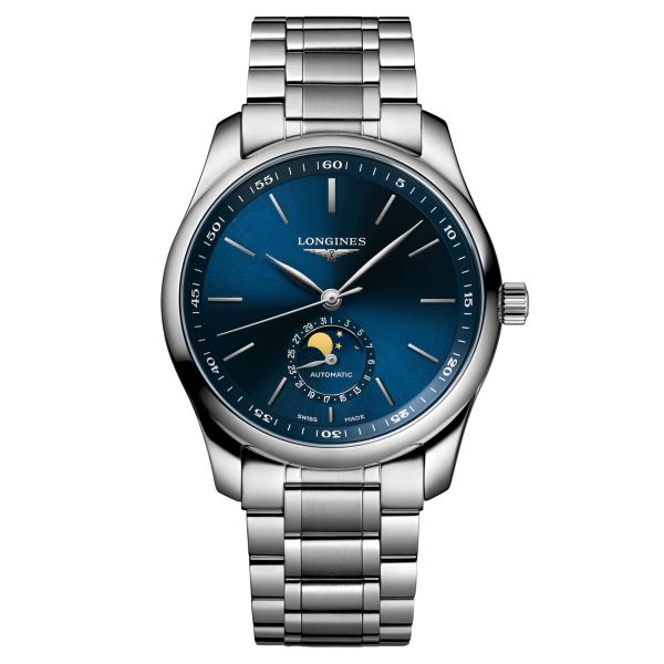Montre Longines Master Collection automatique cadran bleu phases de lune bracelet acier 40 mm L2.909.4.92.6