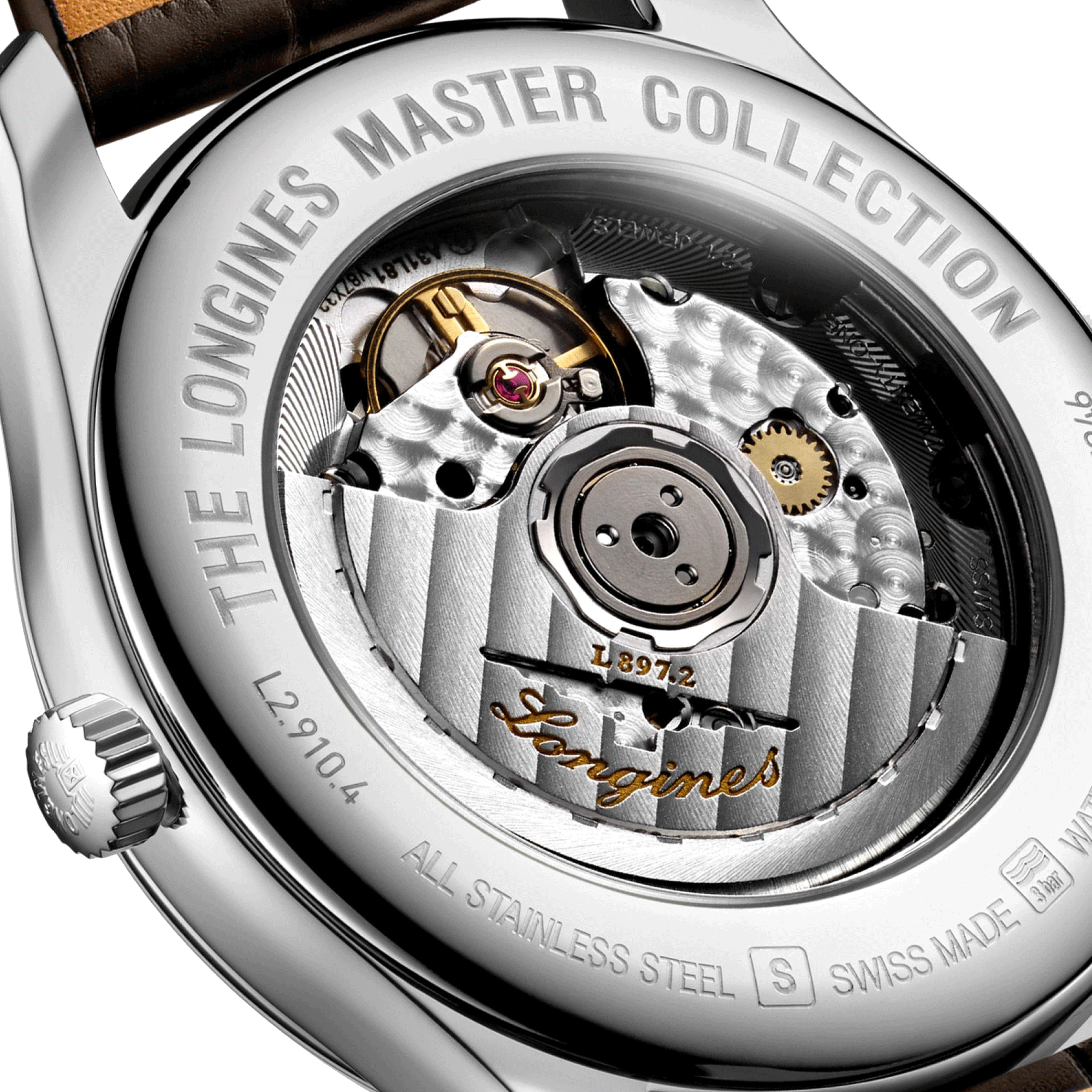 Montre Longines Master Collection Annual Calendar automatique chiffres arabes bracelet cuir marron 40 mm