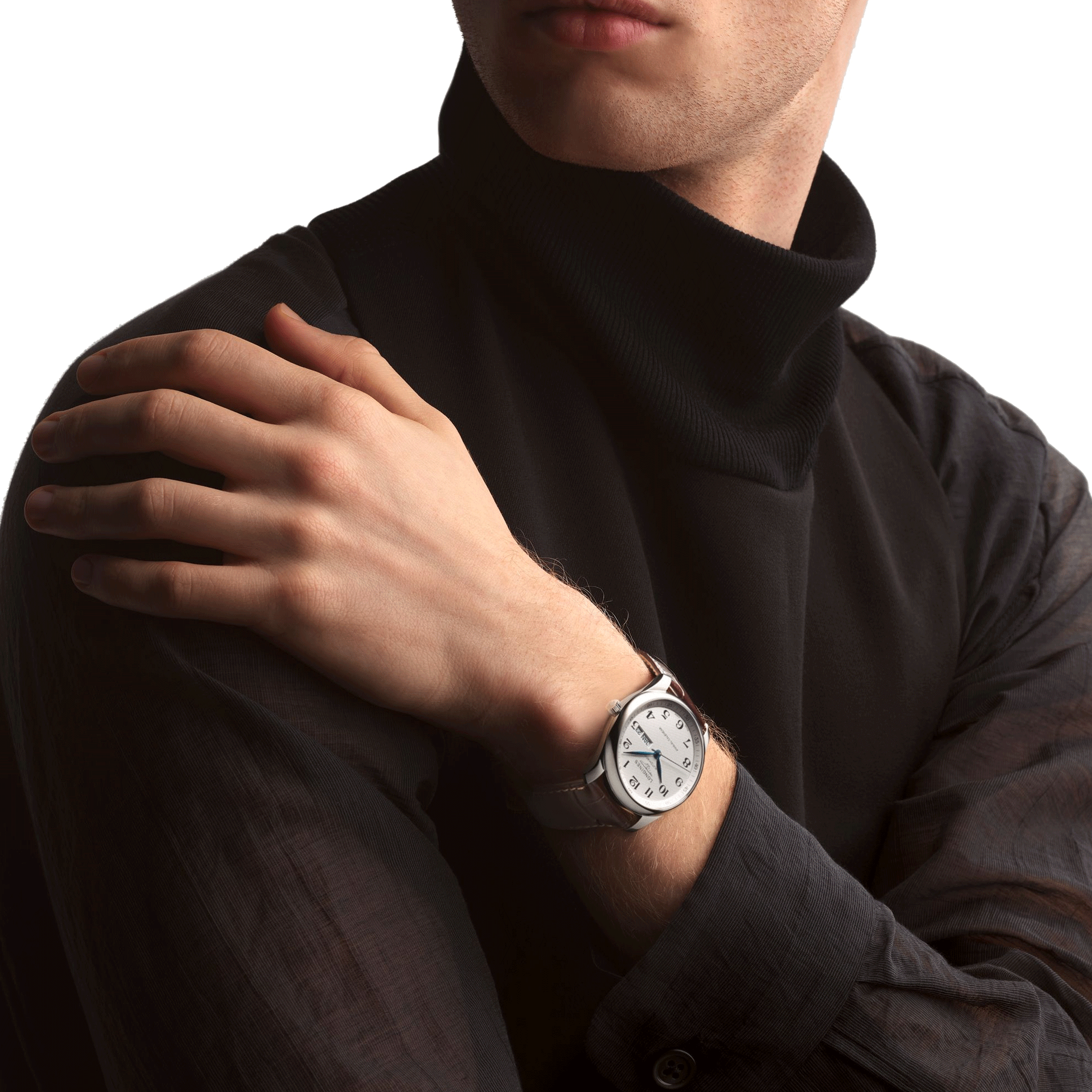 Montre Longines Master Collection Annual Calendar automatique chiffres arabes bracelet cuir marron 40 mm