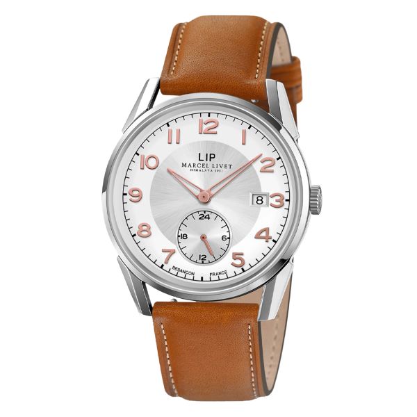 Lip Himalaya x Marcel Livet automatic silver dial leather strap 40 mm