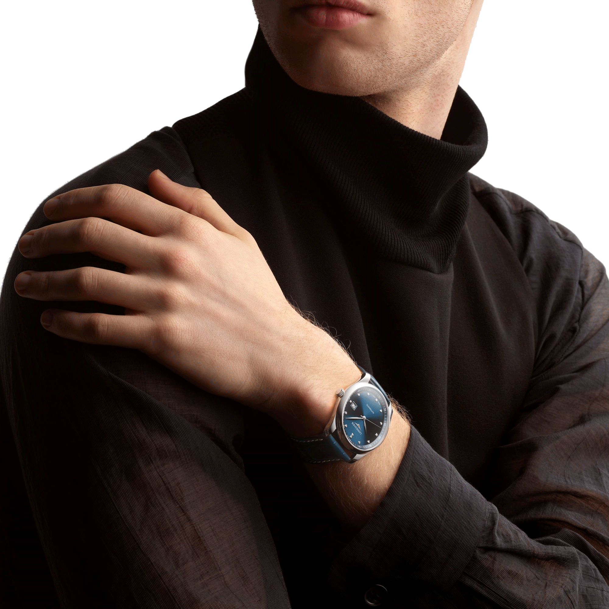 Montre Longines Master Collection automatique cadran bleu index diamants bracelet cuir bleu 40 mm L2.793.4.97.0