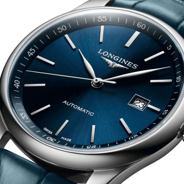 Montre Longines Master Collection automatique cadran bleu bracelet croco bleu 42 mm L2.893.4.92.0