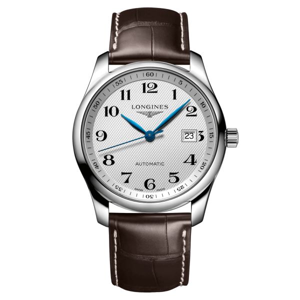 Watch Longines Master Collection automatic silver dial Arabic numerals brown leather strap 40 mm