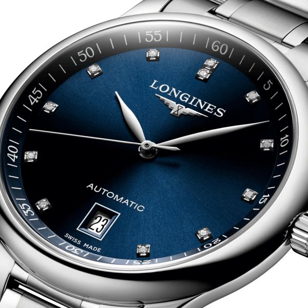 Montre Longines Master Collection automatique cadran bleu nuit index diamants 38,5 mm