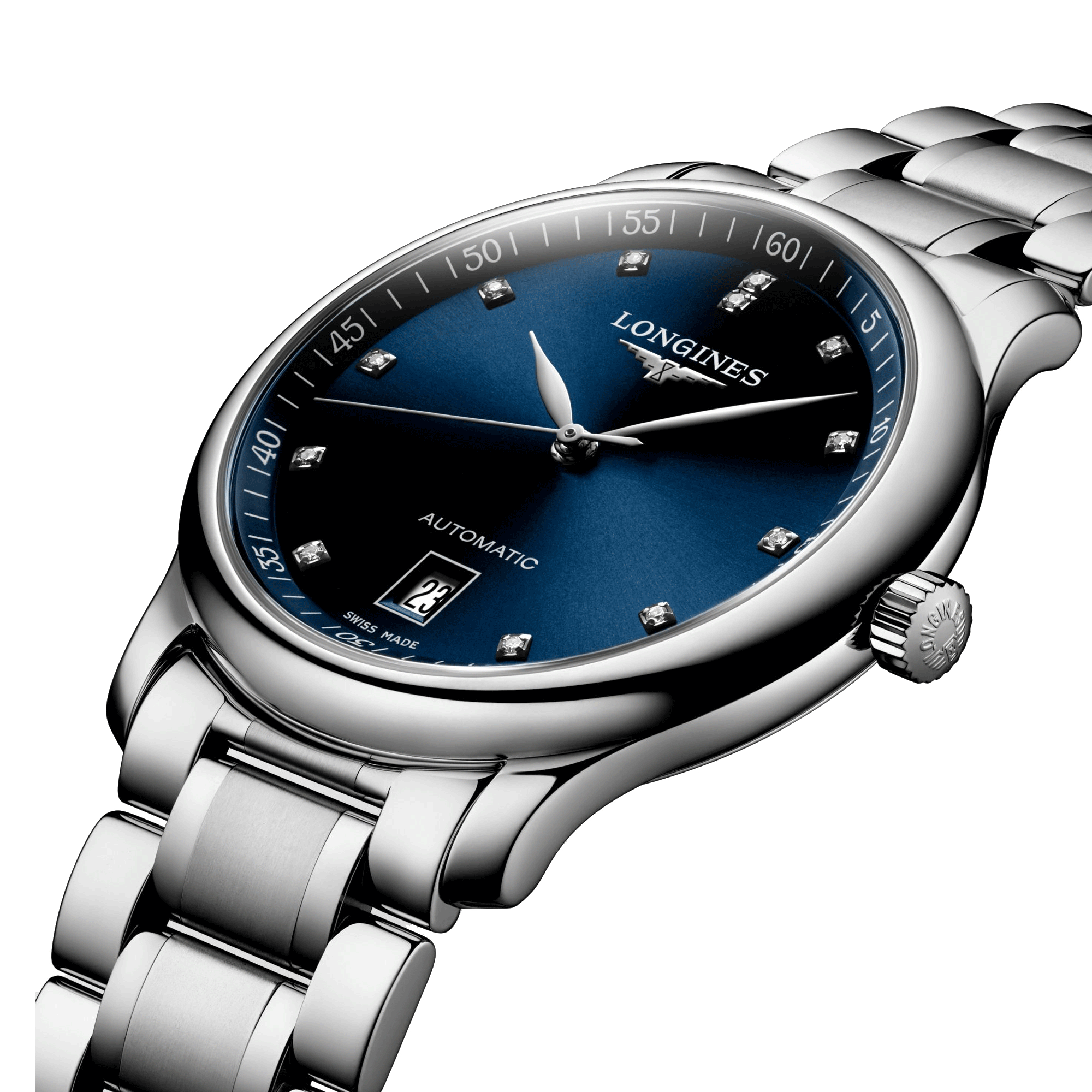 Montre Longines Master Collection automatique cadran bleu nuit index diamants 38,5 mm