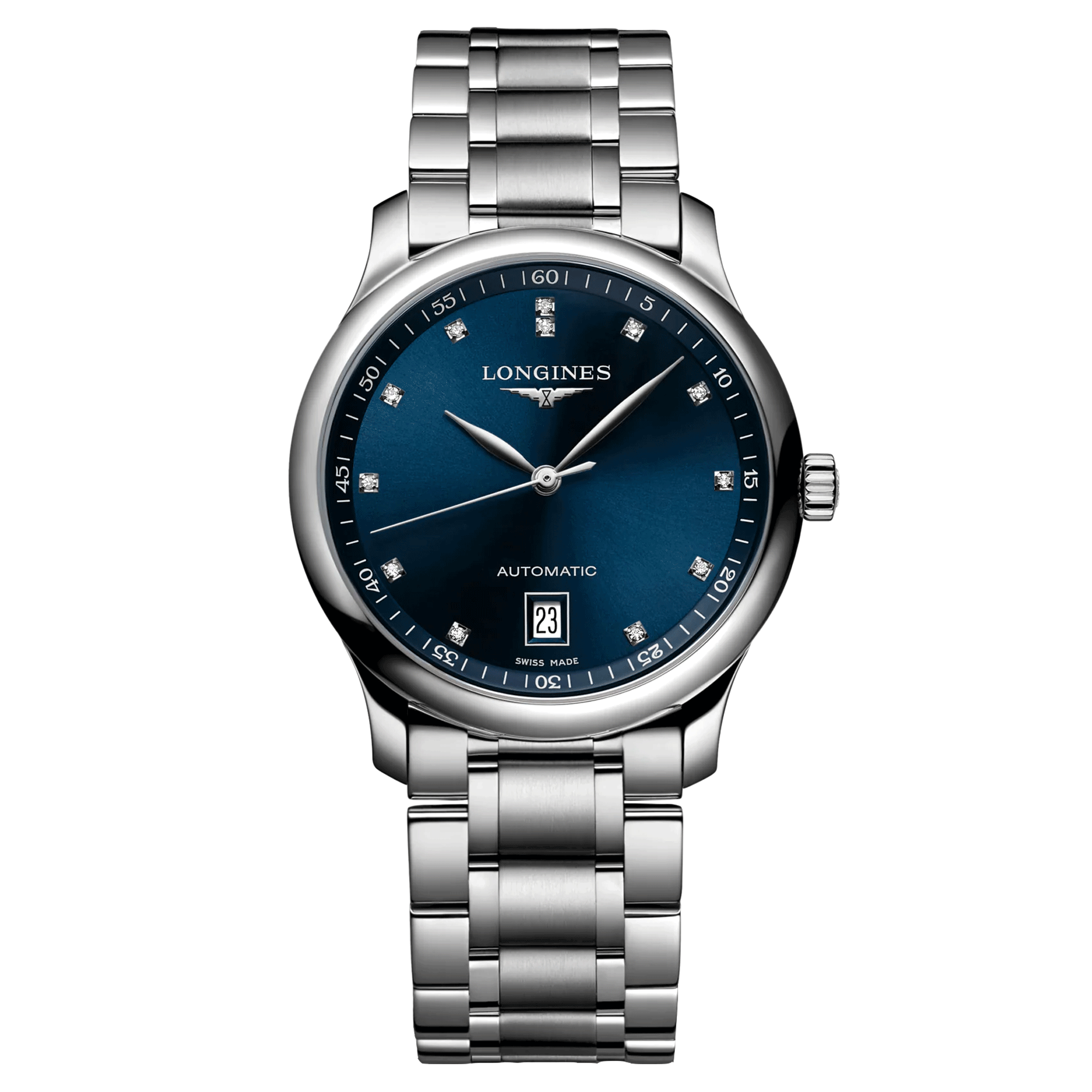 Montre Longines Master Collection automatique cadran bleu nuit index diamants 38,5 mm