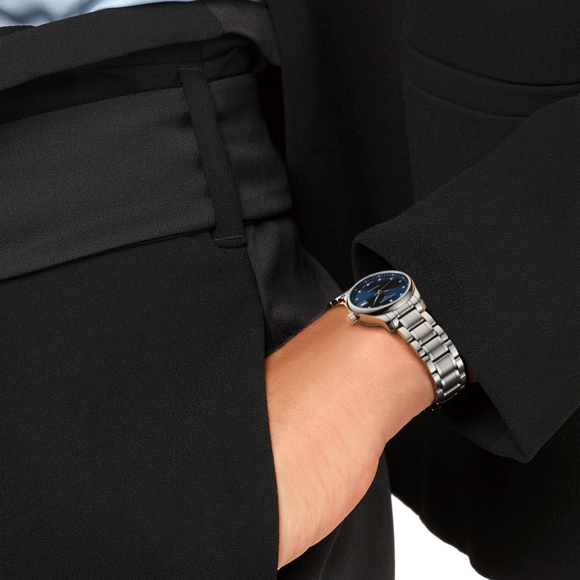 Montre Longines Master Collection automatique cadran bleu nuit index diamants 25,5 mm L2.128.4.97.6