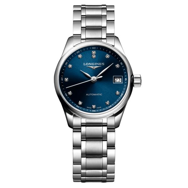 Montre Longines Master Collection automatique cadran bleu nuit index diamants 25,5 mm L2.128.4.97.6