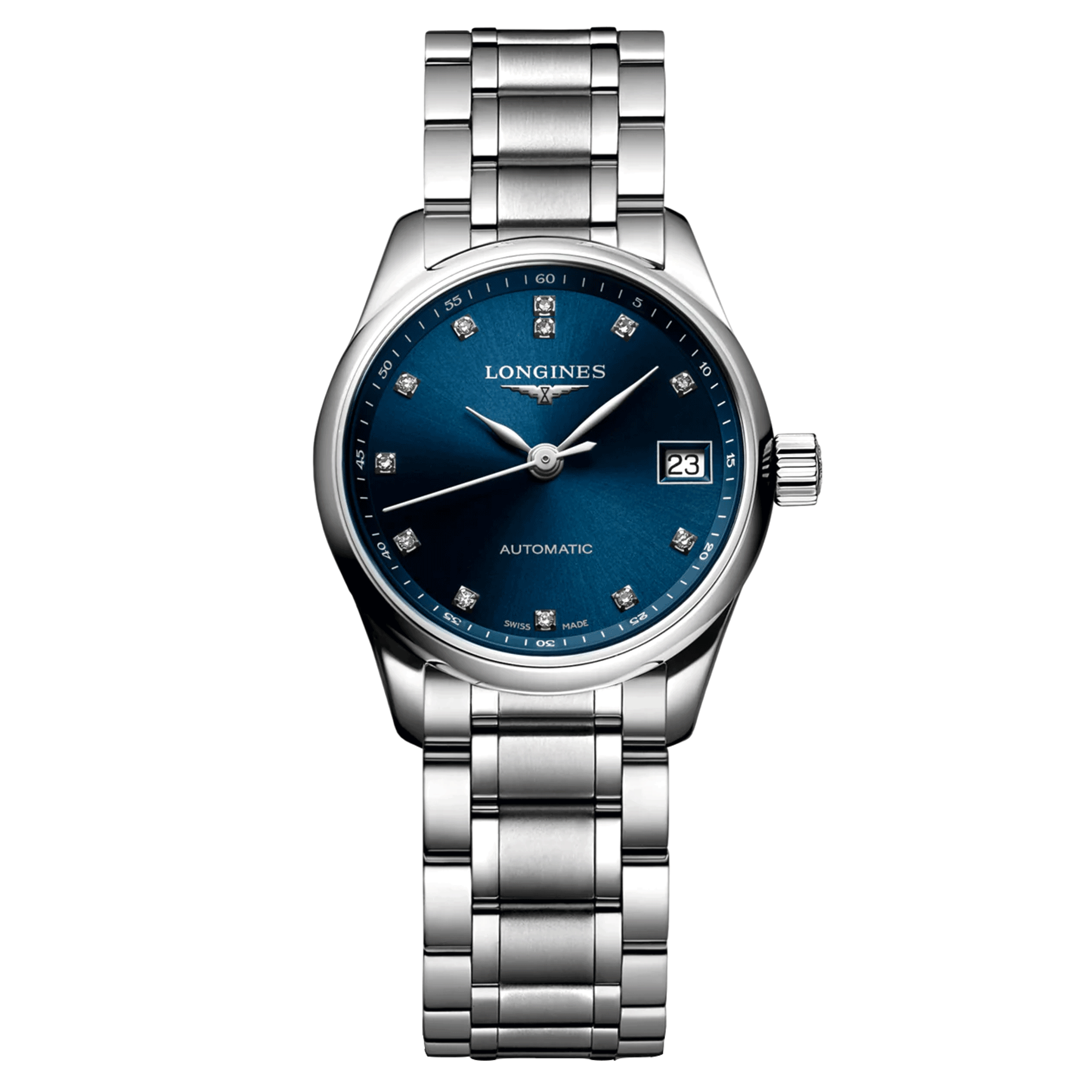 Montre Longines Master Collection automatique cadran bleu nuit index diamants 25,5 mm L2.128.4.97.6