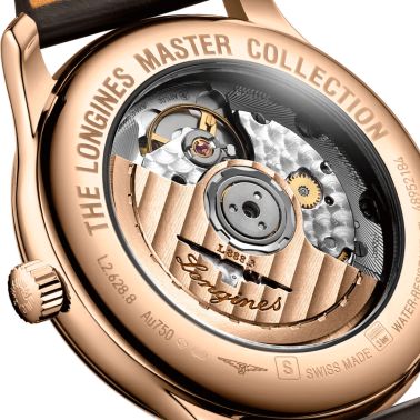 Montre Longines Master Collection automatique or rose cuir marron 38,5 mm L2.628.8.78.3
