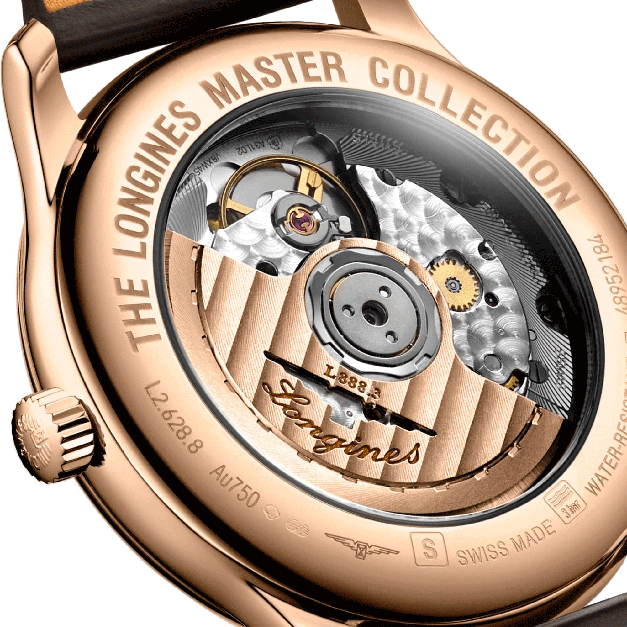 Montre Longines Master Collection automatique or rose cuir marron 38,5 mm L2.628.8.78.3