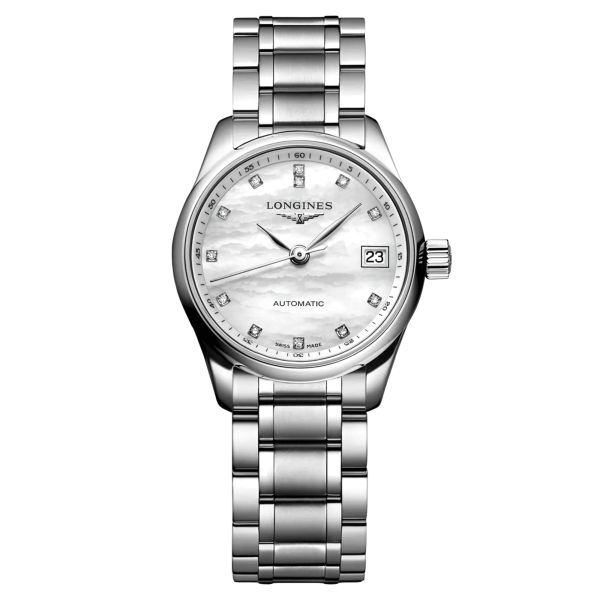 Montre Longines Master Collection automatique cadran nacre index diamants bracelet acier 25,5 mm L2.128.4.87.6