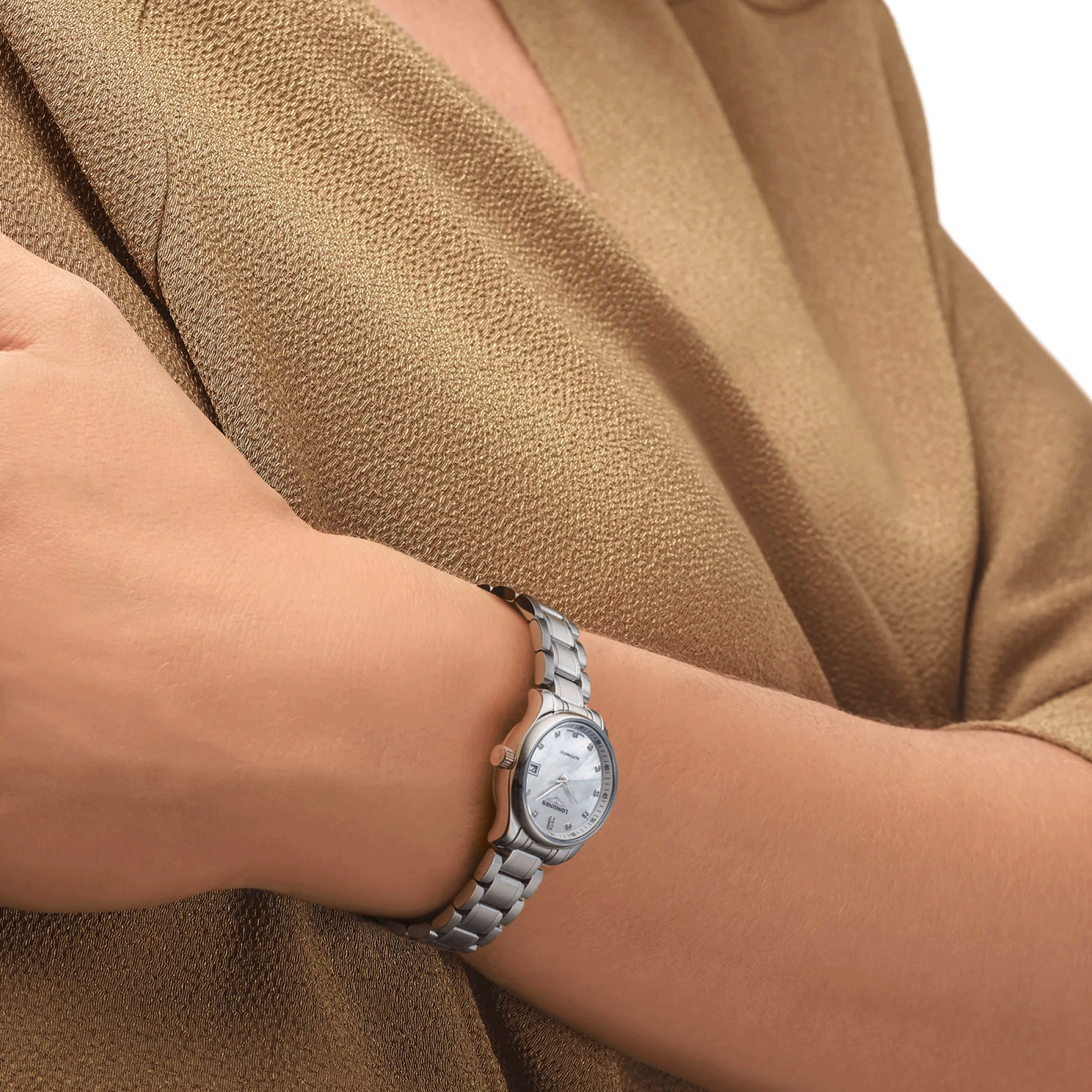 Montre Longines Master Collection automatique cadran nacre index diamants bracelet acier 25,5 mm