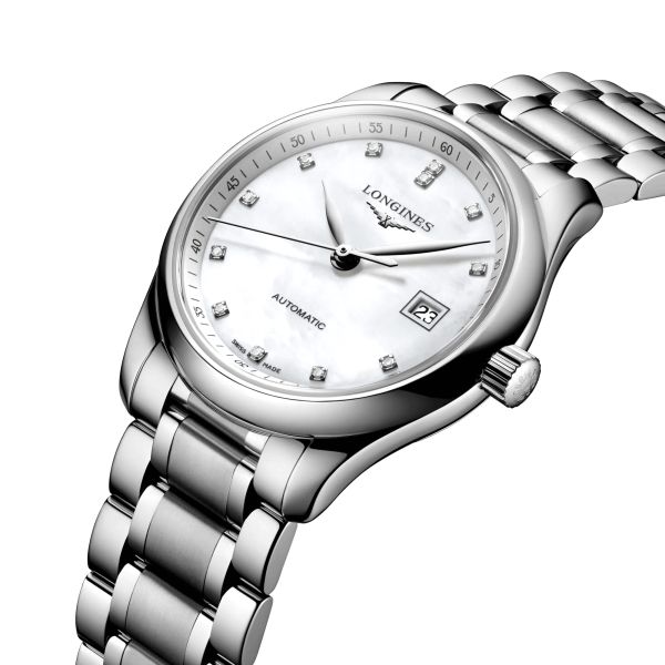 Montre Longines Master Collection automatique cadran nacre index diamants bracelet acier 29 mm L2.257.4.87.6