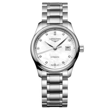 Montre Longines Master Collection automatique cadran nacre index diamants bracelet acier 29 mm L2.257.4.87.6