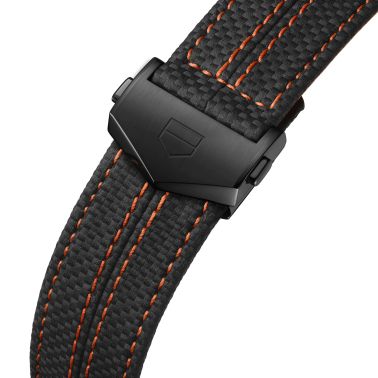 Montre TAG Heuer Carrera Chronographe x Porsche Orange Racing automatique cadran noir bracelet caoutchouc noir 44 mm CBN2A1M.FC6